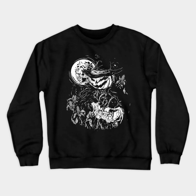 Jack O Lantern Scarecrow Halloween Gamer Spooky Design Crewneck Sweatshirt by UNDERGROUNDROOTS